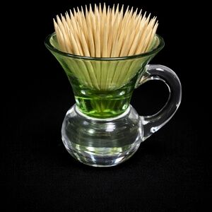 Green Glass Toothpick Holder